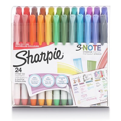 Sharpie S-Note Creative Marker, Chisel Tip, Assorted, 24/Pack (2117330/2158059)