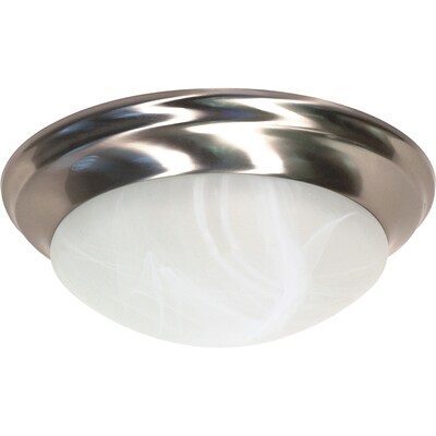 Satco Incandescent 2-Light Brushed Nickel Flush Mount with Alabaster Glass Shades (STL-SAT602849)