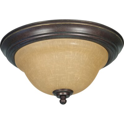 Satco Incandescent 2-Light Sonoma Bronze Flush Mount with Champagne Linen Shades (STL-SAT610387)