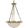 Satco Incandescent 3-Light Antique Brass Pendant with Clear Swirl Glass Shades (STL-SAT602191)