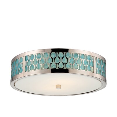 Satco LED 1-Light Polished Nickel Flush Mount with White Glass Shade (STL-SAT321429)