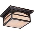 Satco Incandescent 2-Light Umber Bronze Flush Mount with Honey Stained Glass Shades (STL-SAT656569)