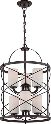 Satco Incandescent 6-Light Old Bronze Chandelier with Etched Opal Glass Shades (STL-SAT653391)