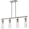 Satco Incandescent 4-Light Brushed Nickel Island Pendant with Clear Glass Shades (STL-SAT652653)