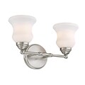 Lite-Source Incandescent 2-Light Brushed Nickel Vanity Lamp with Frosted Glass Shade (STL-LTR467120)