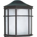 Satco Incandescent 1-Light Textured Black Wall Lantern with White Acrylic Glass Shade (STL-SAT605390)