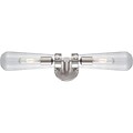 Satco Incandescent 2-Light Brushed Nickel Wall Sconce with Clear Glass Shades (STL-SAT652639)