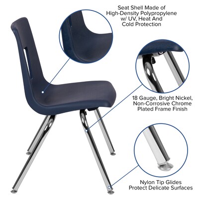 Flash Furniture Mickey Advantage Plastic/Steel Student Stacking Chair, Navy, 4/Pack (ADVSSC16NAVY)