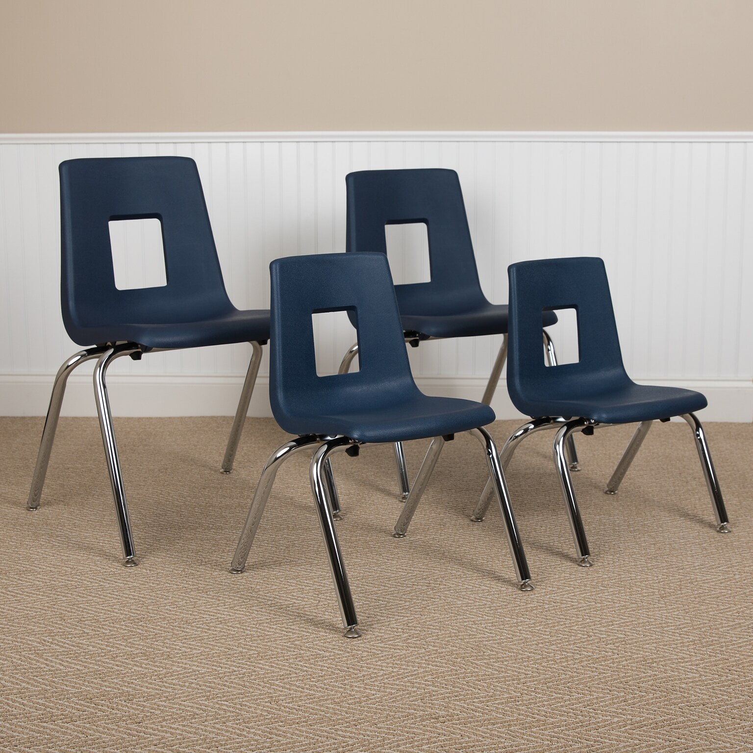 Flash Furniture Mickey Advantage Plastic/Steel Student Stacking Chair, Navy, 4/Pack (ADVSSC18NAVY)