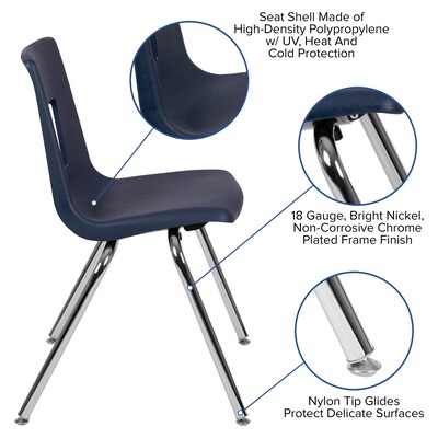 Flash Furniture Mickey Advantage Plastic/Steel Student Stacking Chair, Navy, 4/Pack (ADVSSC18NAVY)