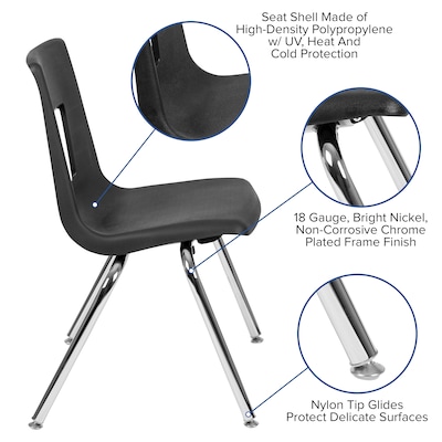 Flash Furniture Mickey Advantage Plastic/Steel Student/School Stacking Chair, Black, 4/Pack (ADVSSC1