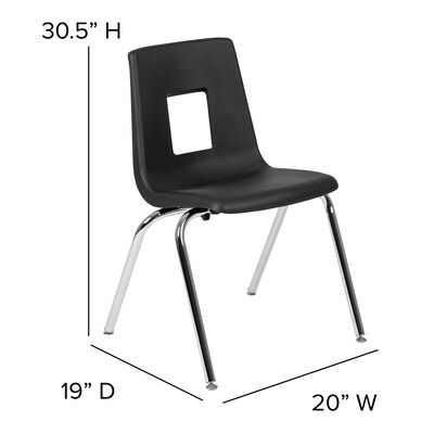 Flash Furniture Mickey Advantage Plastic/Steel Student/School Stacking Chair, Black, 4/Pack (ADVSSC18BLK)