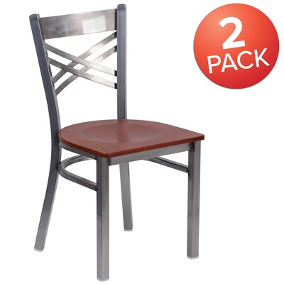 Flash Furniture HERCULES Series Traditional Metal/Wood Restaurant Dining Chair, Clear Coat/Cherry Wood, 2/Pack (2XU6FOBCLCHYW)