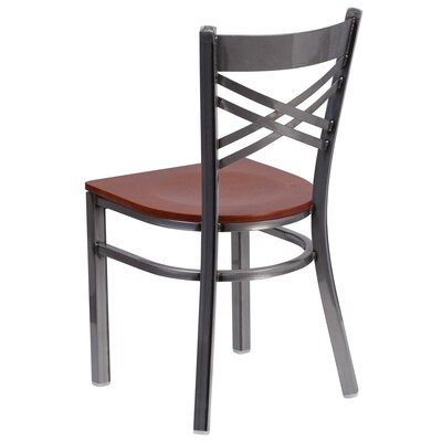 Flash Furniture HERCULES Series Traditional Metal/Wood Restaurant Dining Chair, Clear Coat/Cherry Wood, 2/Pack (2XU6FOBCLCHYW)