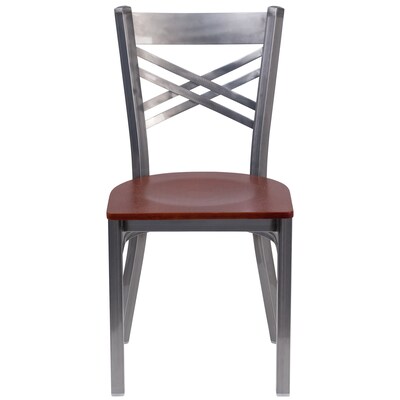 Flash Furniture HERCULES Series Traditional Metal/Wood Restaurant Dining Chair, Clear Coat/Cherry Wood, 2/Pack (2XU6FOBCLCHYW)