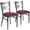 2  Pack. HERCULES Series Clear Coated X Back Metal Restaurant Chair (2XU6FOBCLBURV)