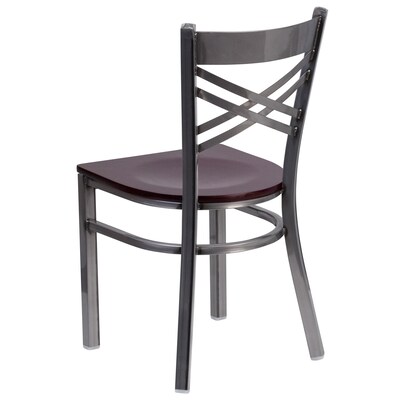 Flash Furniture HERCULES Series Traditional Metal/Wood Restaurant Dining Chair, Clear Coat/Mahogany Wood, 2/Pack (2XU6FOBCLMAHW)