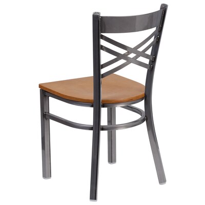 Flash Furniture HERCULES Series Traditional Metal/Wood Restaurant Dining Chair, Clear Coat/Natural Wood, 2/Pack (2XU6FOBCLNATW)