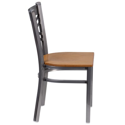 Flash Furniture HERCULES Series Traditional Metal/Wood Restaurant Dining Chair, Clear Coat/Natural Wood, 2/Pack (2XU6FOBCLNATW)