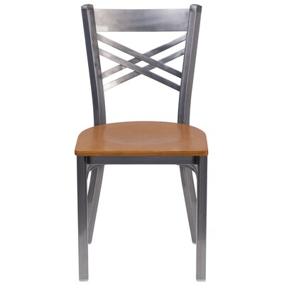 Flash Furniture HERCULES Series Traditional Metal/Wood Restaurant Dining Chair, Clear Coat/Natural Wood, 2/Pack (2XU6FOBCLNATW)