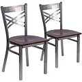2  Pack. HERCULES Series Clear Coated X Back Metal Restaurant Chair (2XU6FOBCLWALW)