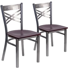 2  Pack. HERCULES Series Clear Coated X Back Metal Restaurant Chair (2XU6FOBCLMAHW)