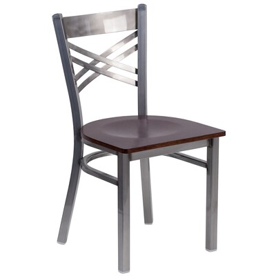 HERCULES Series Clear Coated X Back Metal Restaurant Chair (XU6FOBCLWALW)