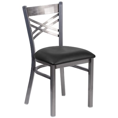 Flash Furniture Hercules Traditional Vinyl & Metal X-Back Restaurant Dining Chair, Black (XU6FOBCLBL