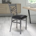 HERCULES Series Clear Coated X Back Metal Restaurant Chair (XU6FOBCLBLKV)