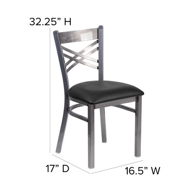 Flash Furniture Hercules Traditional Vinyl & Metal X-Back Restaurant Dining Chair, Black (XU6FOBCLBLKV)