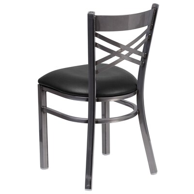 Flash Furniture Hercules Traditional Vinyl & Metal X-Back Restaurant Dining Chair, Black (XU6FOBCLBLKV)