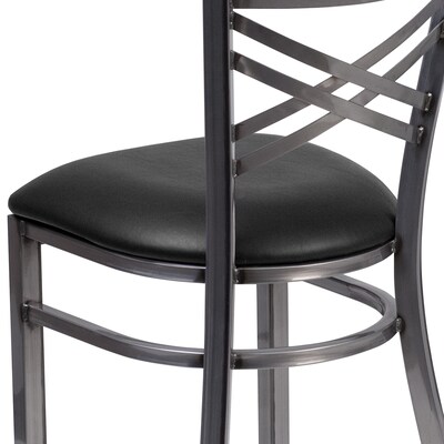 Flash Furniture Hercules Traditional Vinyl & Metal X-Back Restaurant Dining Chair, Black (XU6FOBCLBLKV)