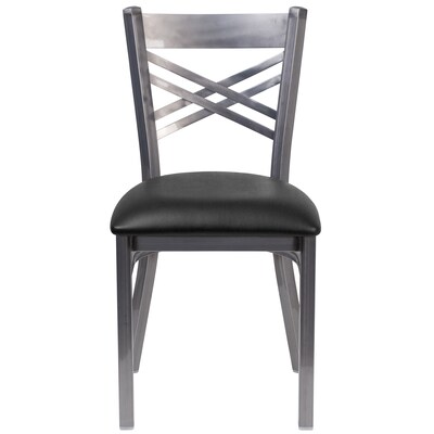 Flash Furniture Hercules Traditional Vinyl & Metal X-Back Restaurant Dining Chair, Black (XU6FOBCLBLKV)