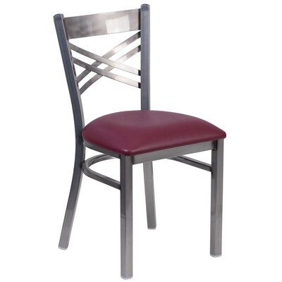 HERCULES Series Clear Coated X Back Metal Restaurant Chair (XU6FOBCLBURV)