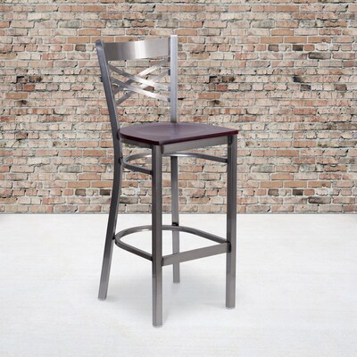 Flash Furniture Traditional Wood Restaurant Barstool with Back, Mahogany (XU6F8BCLBARMAHW)