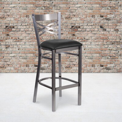 Flash Furniture Traditional Vinyl Restaurant Barstool with Back, Black (XU6F8BCLBARBLKV)