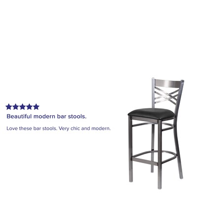 Flash Furniture Traditional Vinyl Restaurant Barstool with Back, Black (XU6F8BCLBARBLKV)