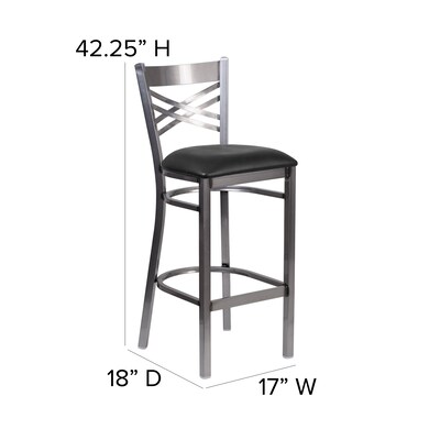 Flash Furniture Traditional Vinyl Restaurant Barstool with Back, Black (XU6F8BCLBARBLKV)