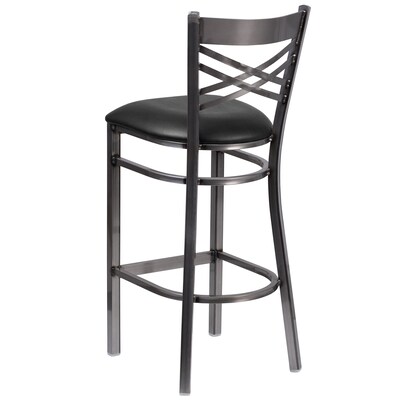 Flash Furniture Traditional Vinyl Restaurant Barstool with Back, Black (XU6F8BCLBARBLKV)