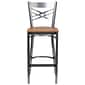 Flash Furniture HERCULES Series Traditional Metal X-Back Restaurant Barstool, Clear Coat/Natural Wood (XU6F8BCLBARNATW)