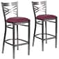 Flash Furniture HERCULES Series Traditional Metal X-Back Barstool, Clear Coat/Burgundy, 2-Pieces/Pack (2XU6F8BCLBBURV)