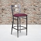 Flash Furniture HERCULES Series Traditional Metal X-Back Barstool, Clear Coat/Burgundy, 2-Pieces/Pac