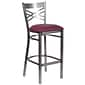 Flash Furniture HERCULES Series Traditional Metal X-Back Barstool, Clear Coat/Burgundy, 2-Pieces/Pack (2XU6F8BCLBBURV)