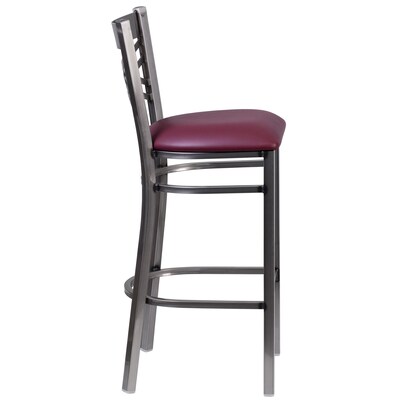 Flash Furniture HERCULES Series Traditional Metal X-Back Barstool, Clear Coat/Burgundy, 2-Pieces/Pack (2XU6F8BCLBBURV)