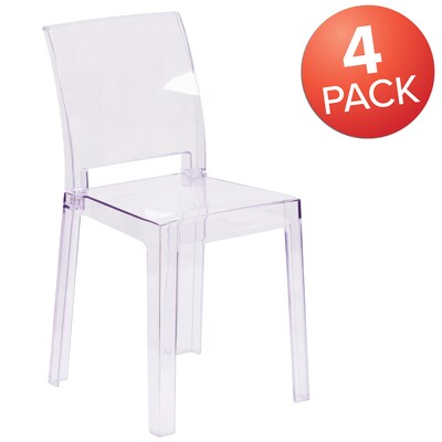 4  Pack. Ghost Chair with Square Back (4OWSQUAREBACK18)