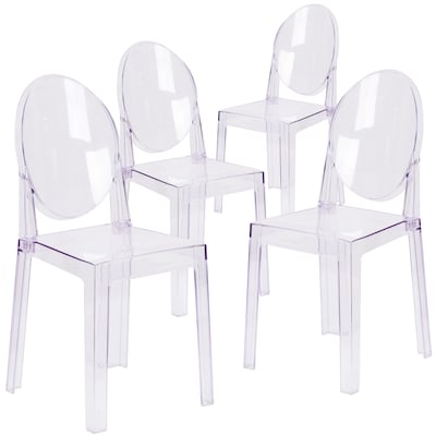 Flash Furniture Ghost Chair, Transparent Crystal Clear, 4 Pack