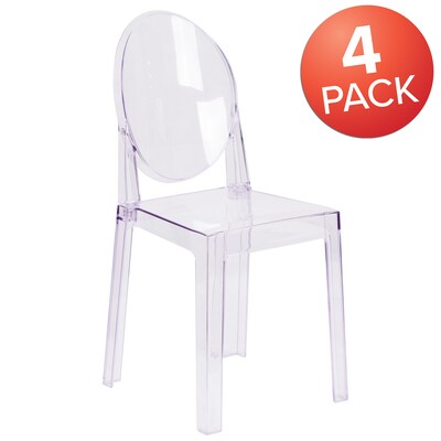 Flash Furniture Ghost Chair, Transparent Crystal Clear, 4 Pack