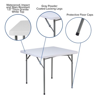 Flash Furniture Kathryn Folding Table, 33.75" x 33.75", Granite White (RB3434)