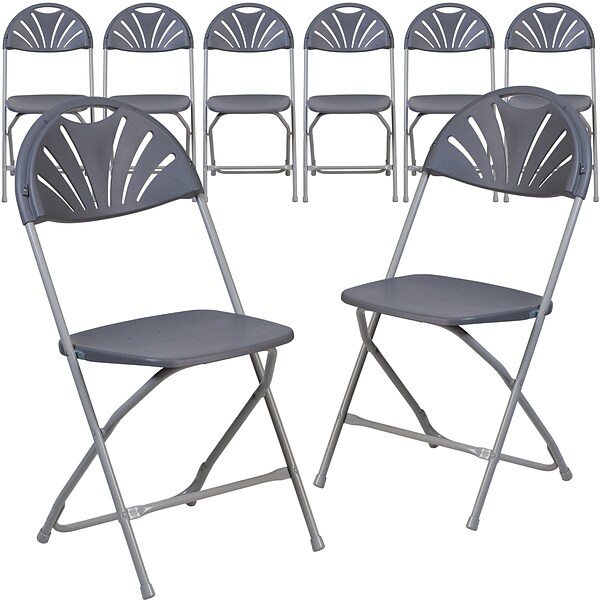 Flash Furniture HERCULES Series 800 Plastic Fan Back Folding Chair, 8/Pack (8LEL4CH)
