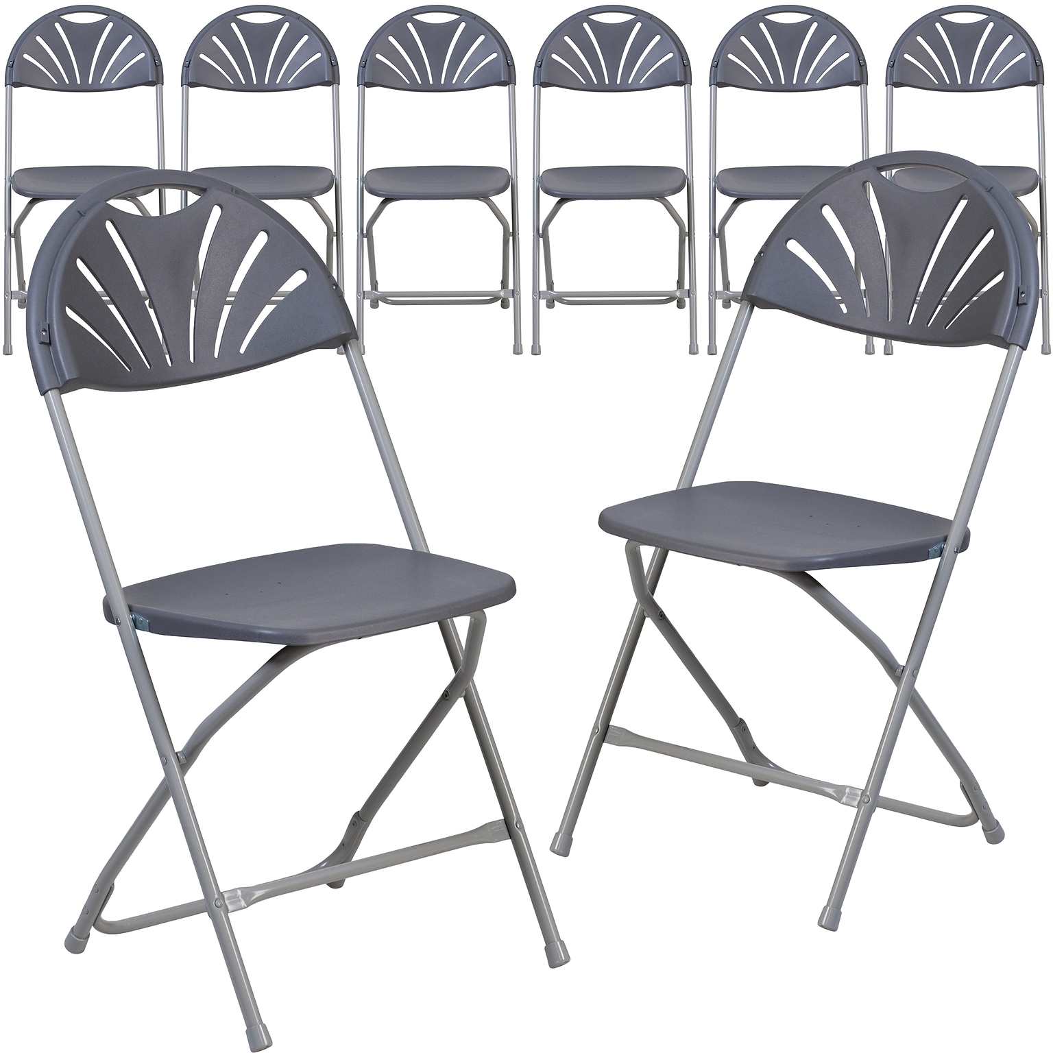 Flash Furniture HERCULES Series 800 Plastic Fan Back Folding Chair, 8/Pack (8LEL4CH)